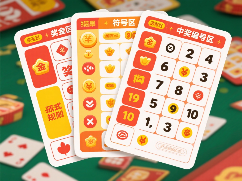 该玩法通常在卡片上设置了几种主要的结果区域，例如“